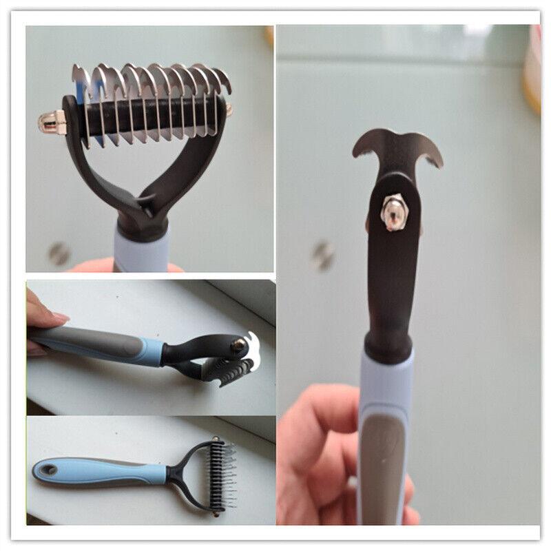 Grooming Brush For Pet Dog Cat Deshedding Tool Rake Comb Fur Remover Reduce 2 - Side Dematting Tool For Dogs Cats Pets Grooming Brush Double Sided Shedding And Dematting Undercoat Rake Hair Removal Comb - The pet loft